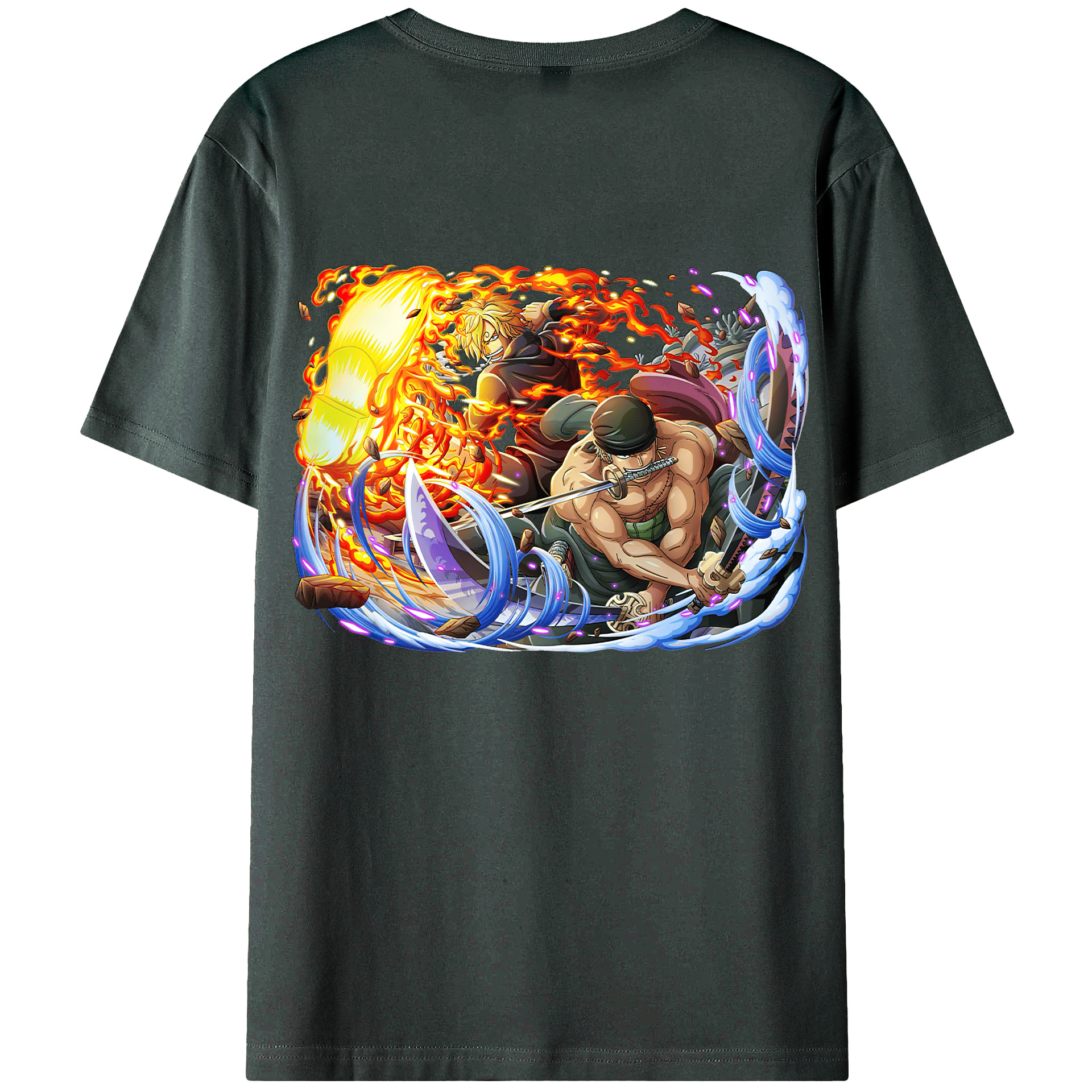 ワンピース ロロノア・ゾロ ONE PIECE Roronoa Zoro 綿100％ メンズ半袖Tシャツ（バックプリント） 通気性